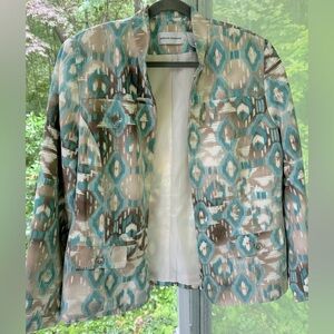 Alfred Dunner 14 Women’s Geometric design Blazer with full zip front EUC.